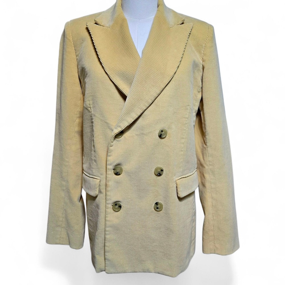 DA/DA diane ducasse Corduroy Double Breasted Blazer‎ Jacket Sand Size 1 Small